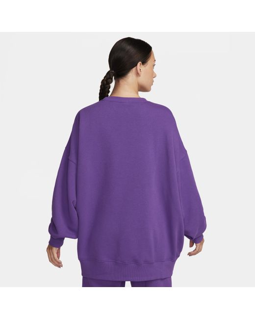 Felpa a girocollo oversize in fleece sportswear di Nike in Purple