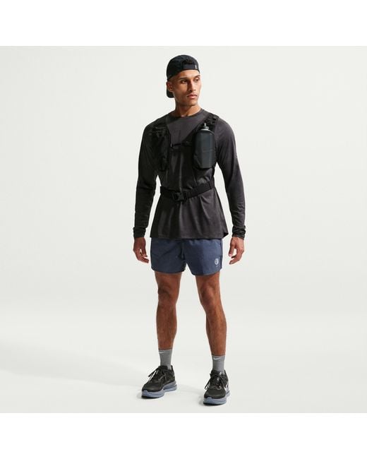 Nike Black Stride 5" Brief-Lined Running Shorts With Reflective Accents for men
