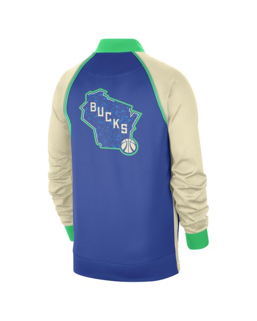 Nike Blue Milwaukee Bucks Showtime City Edition Dri-fit Full-zip Long-sleeve Jacket 50% Recycled Polyester for men