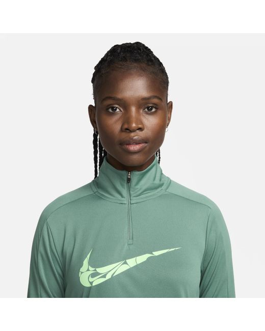 Nike Green Swoosh Dri-fit 1/4-zip Mid Layer