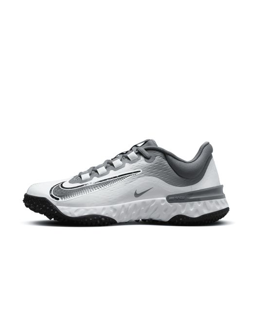 Nike Gray Alpha Huarache Elite 4 Turf Softball Shoes