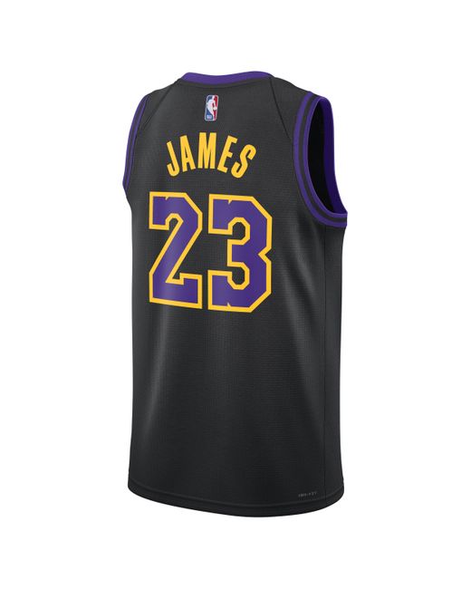 Nike Black Lebron James Los Angeles Lakers City Edition 2023/24 Dri-fit Nba Swingman Jersey 50% Recycled Polyester for men