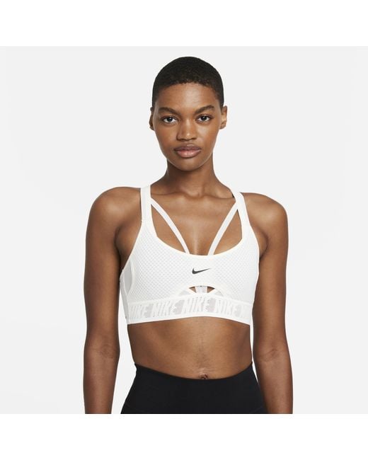 Nike Dri-fit Adv Indy Light-support Padded Strappy Sports Bra in White