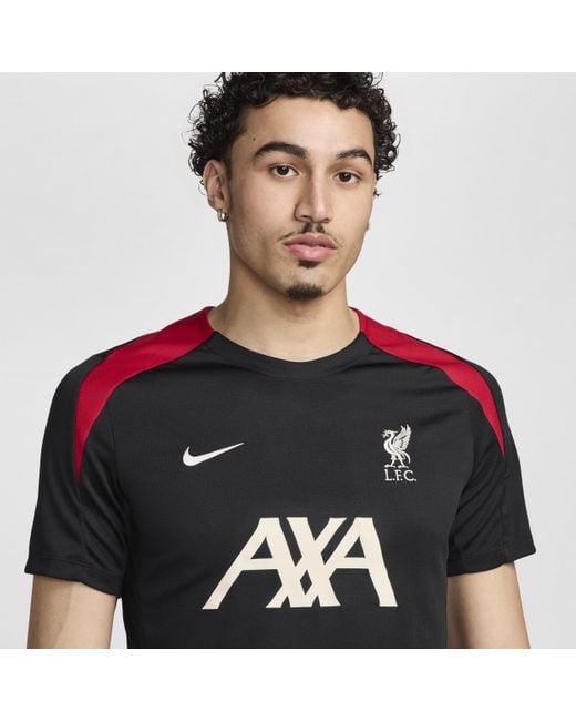 Nike Black Liverpool F.c. Strike Dri-fit Football Short-sleeve Knit Top Polyester for men