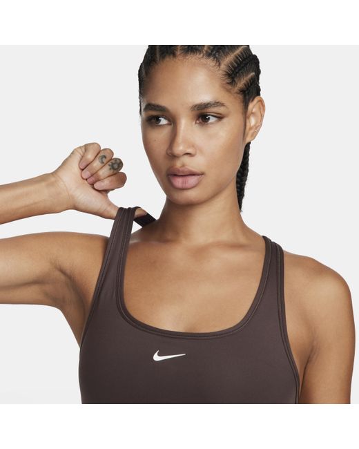 Nike Brown Swoosh Light-support Non-padded Sports Bra Polyester