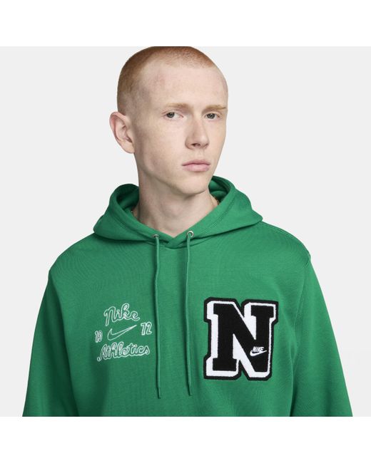 Nike Green Club Fleece French Terry Pullover Hoodie for men