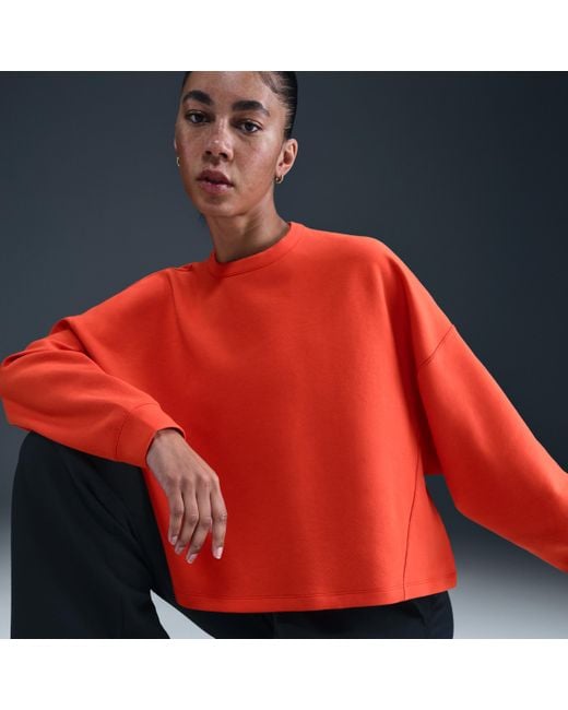 Nike Red 24.7 Impossiblysoft Dri-Fit Oversized Crew-Neck Top