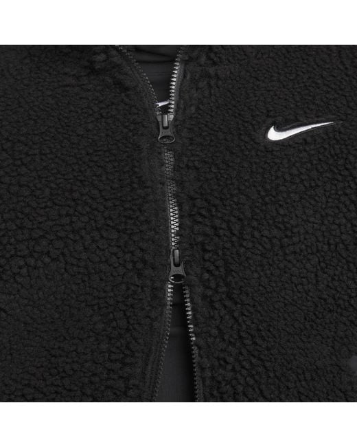 Nike Fleece Sportswear Swoosh Plush Jacket in Black,White (Black) | Lyst