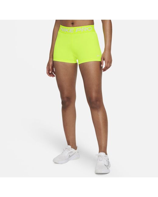 Nike Green Pro 8cm (approx.) Shorts Yellow