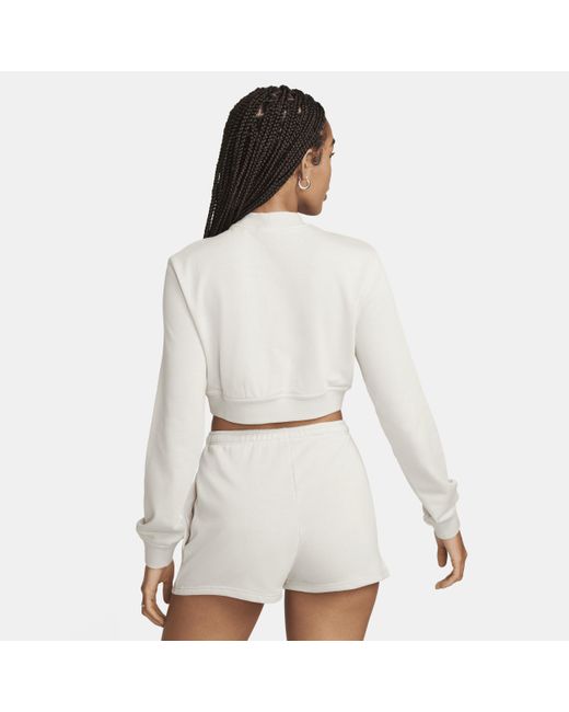 Nike White Sportswear Chill Terry Crew-neck Cropped French Terry Top Polyester