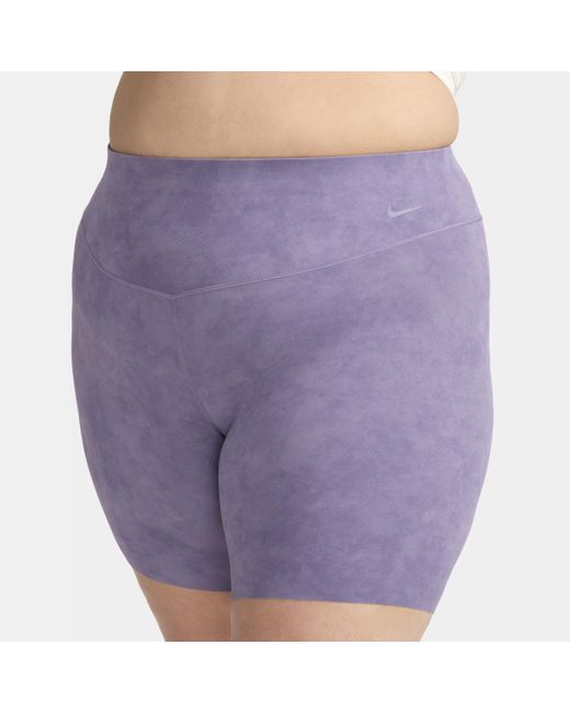 Nike Purple Zenvy Tie-dye Gentle-support High-waisted 8" Biker Shorts (plus Size)
