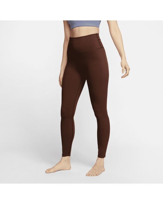 Nike Yoga Dri-fit Luxe High-waisted 7/8 Infinalon Leggings In Brown, | Lyst