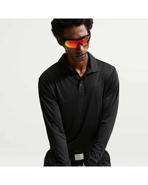 Nike Men's Black Par Dri-Fit Long-Sleeve Golf Polo