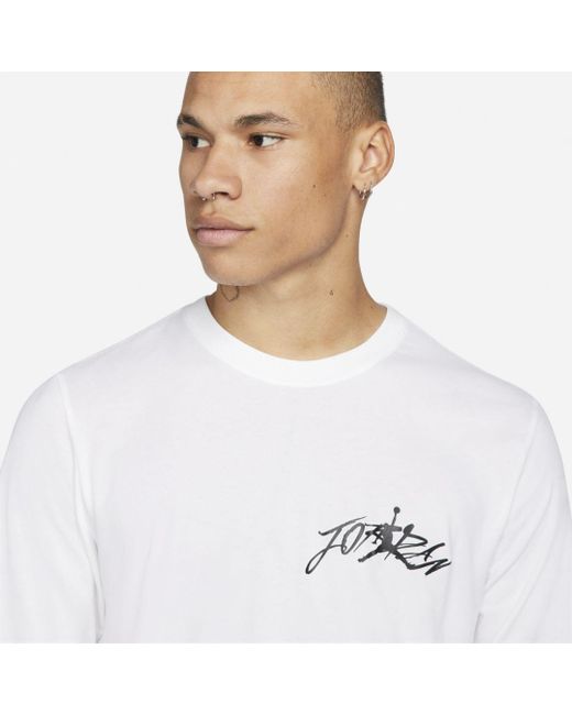 Nike Jordan Air Dri-fit Long-sleeve T-shirt in White,Black (White) for ...