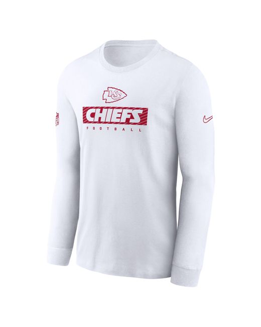 Nike White Kansas City Chiefs Sideline Team Issue Dri-fit Nfl Long-sleeve T-shirt for men
