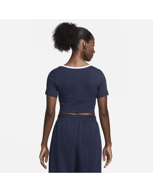T-shirt corta con collo squadrato sportswear di Nike in Blue
