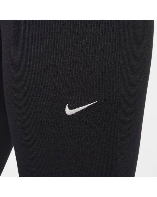 Nike Black Sportswear Chill Knit Tight Mini-rib Flared Leggings