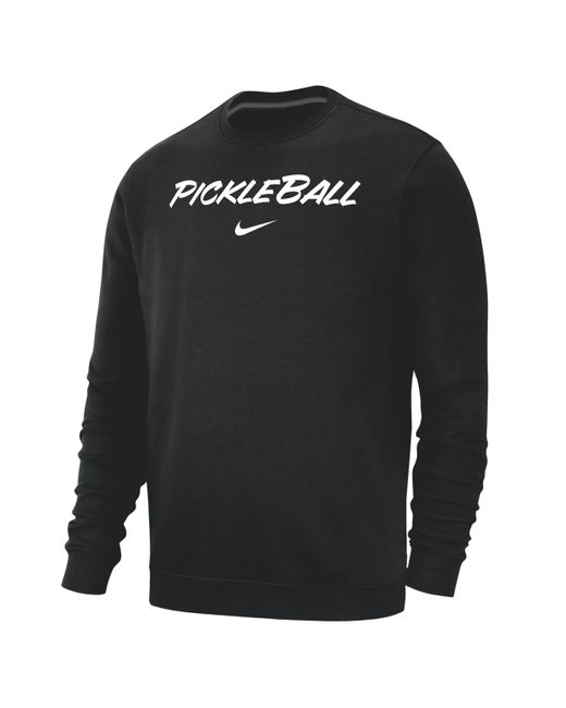 Nike Black Club Fleece Pickleball Crew-neck Pullover Top for men