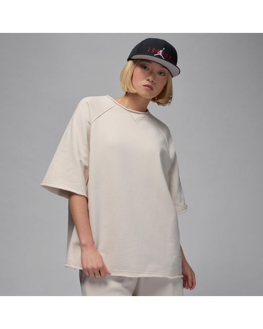 Nike Brown Flight Fleece Oversized Short-Sleeve French Terry Top