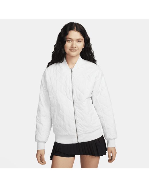Nike White Sportswear Reversible Varsity Bomber Jacket
