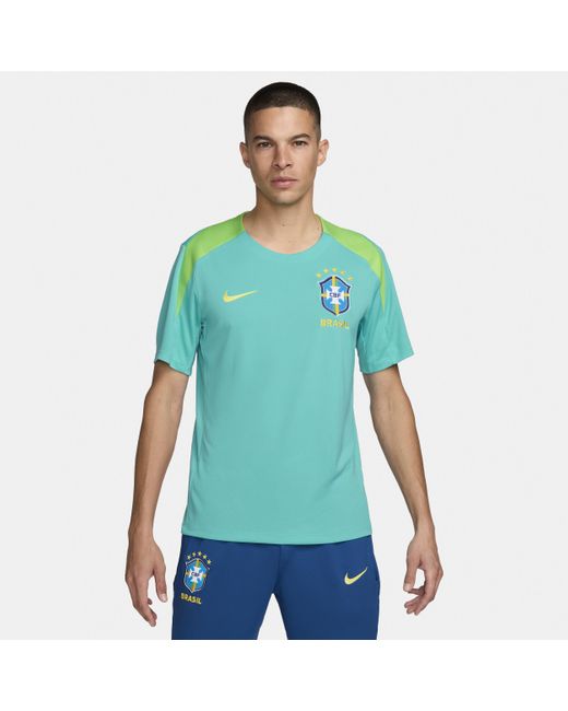 Nike Green Brazil Strike Dri-fit Soccer Short-sleeve Knit Top for men
