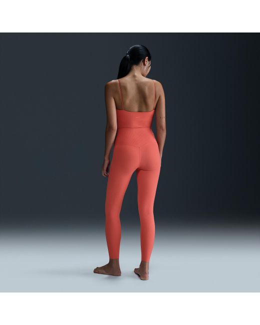 Nike Blue Zenvy Rib Gentle-Support High-Waisted 7/8 Leggings