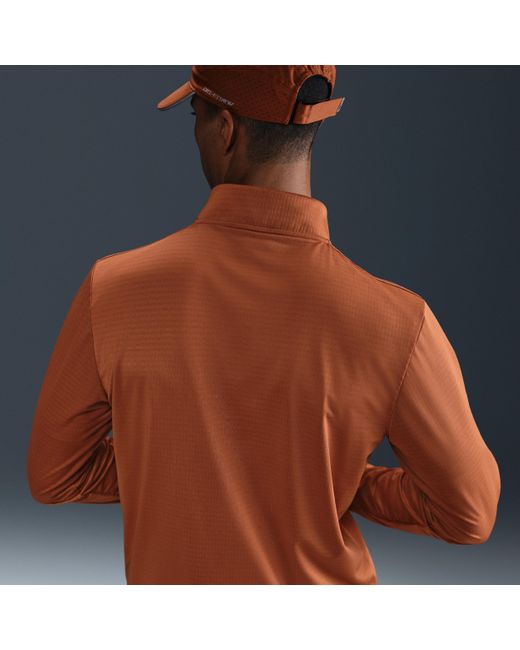 Nike Victory Dri-Fit Golftop Met Halflange Rits Voor in het Brown voor heren