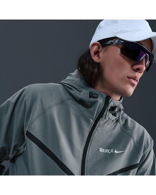 Nike Blue Fc Barcelona Tech Windrunner Soccer Full-Zip Woven Jacket for men