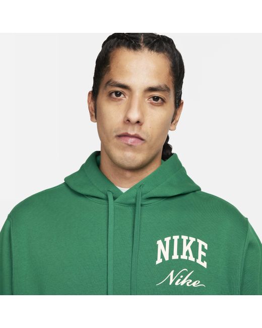 Felpa pullover con cappuccio club fleece di Nike in Green da Uomo
