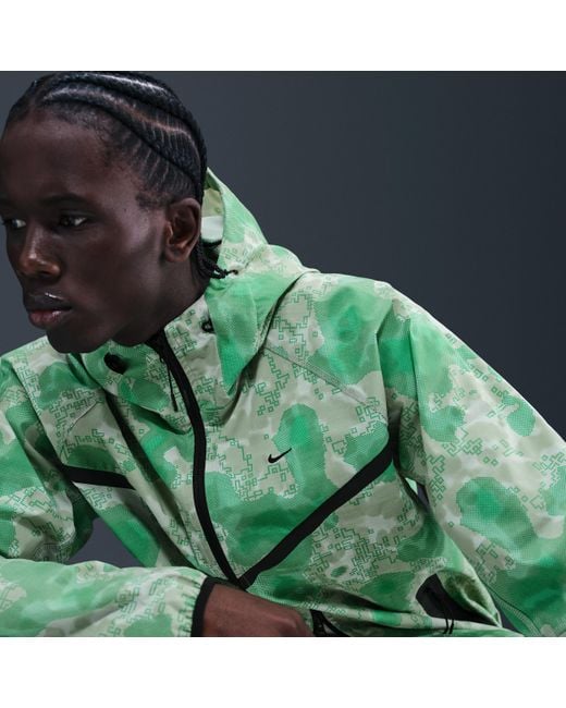 Nike Green Tech Dri-Fit Woven Camo Windrunner Jacket for men