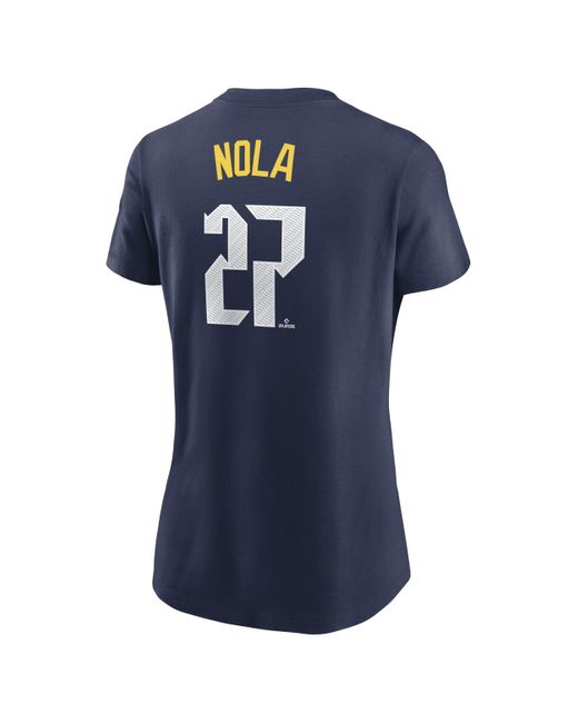 Nike Blue Aaron Nola Philadelphia Phillies City Connect Fuse Mlb T-shirt