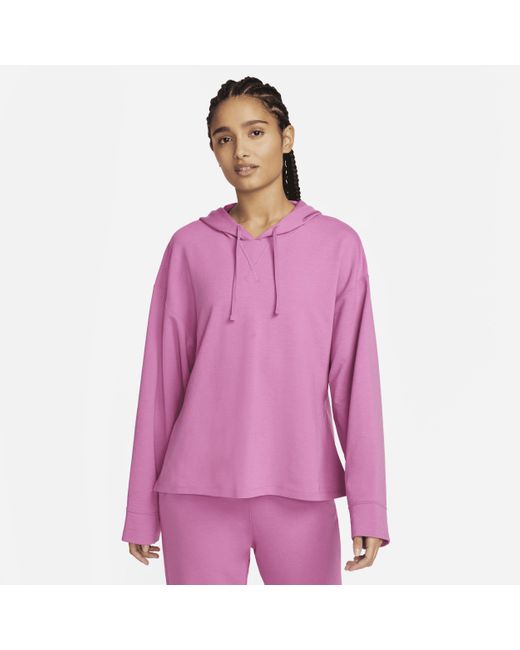 Nike Yoga Dri-fit Fleece Hoodie In Pink, in Purple | Lyst