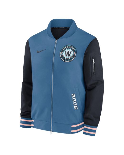 Nike Blue Washington Nationals Authentic Collection City Connect Mlb Full-Zip Bomber Jacket for men