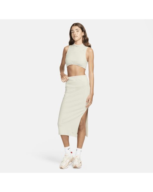 Nike Metallic Sportswear Chill Knit Slim Ribbed Midi Skirt