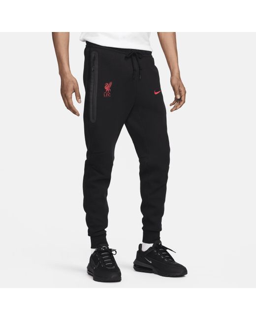 Nike Black Liverpool F.c. Tech Fleece Football joggers Cotton for men