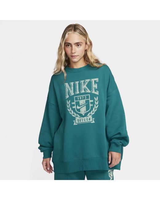 Nike Blue Sportswear Oversized Fleece Crew-neck Sweatshirt Polyester
