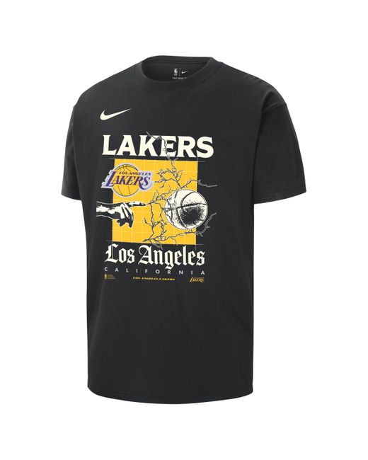 Nike Black Los Angeles Lakers Courtside Nba Max90 T-shirt Cotton for men
