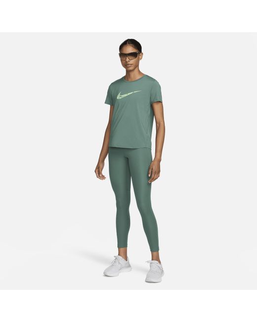 Nike Green One Swoosh Dri-fit Short-sleeve Running Top Polyester