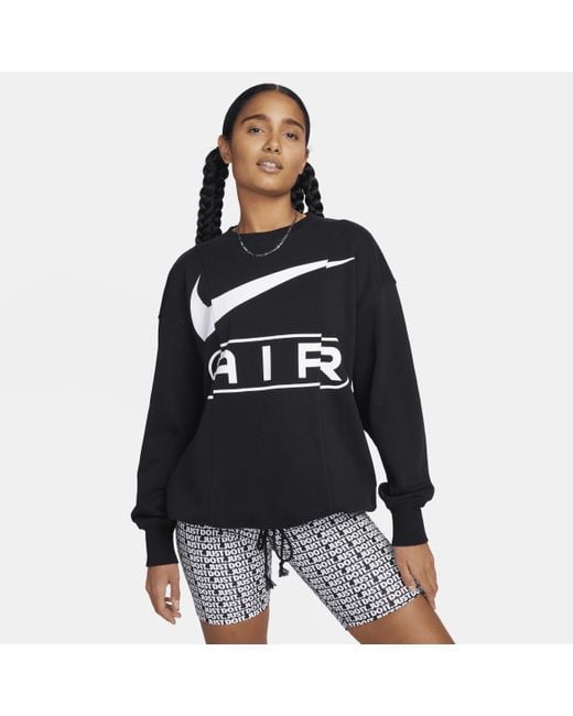 Nike Black Air Over-oversized Crew-neck French Terry Sweatshirt Cotton/polyester