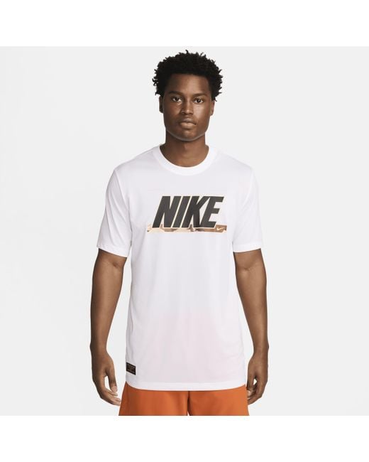 Nike White Dri-fit Fitness T-shirt Polyester for men