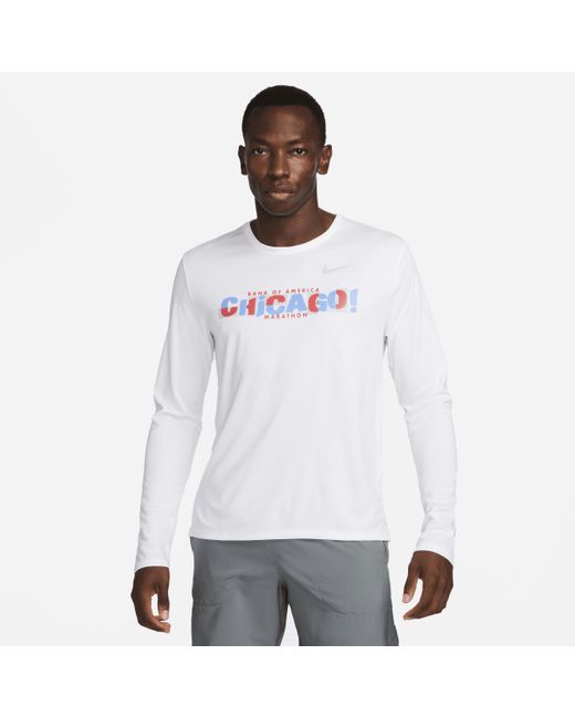 Nike Miler Longsleeve Running Top in White for Men Lyst