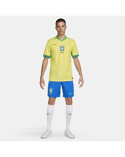 Nike Yellow Brazil 2024 Stadium Home Dri-fit Football Replica Shirt 50% Recycled Polyester for men