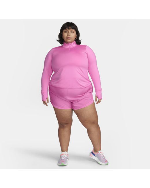 Nike Pink Dri-fit Swift Element Uv 1/4-zip Running Top (plus Size)