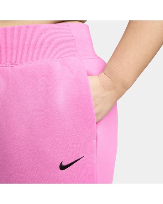 Nike Pink Sportswear Phoenix Fleece High-waisted Jogger Pants (plus Size)