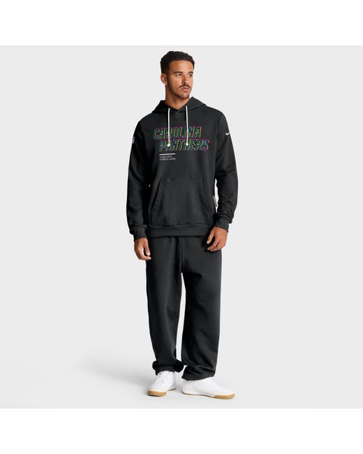 Nike Black Carolina Panthers Crucial Catch Sideline Dri-Fit Nfl Pullover Hoodie for men