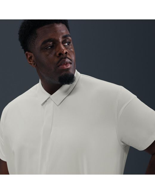 Nike Blue 24.7 Perfectstretch Dri-Fit Short-Sleeve Button-Down Top for men