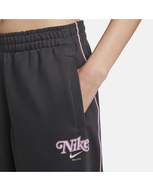 Nike Gray Sportswear Straight-leg French Terry Trousers Cotton