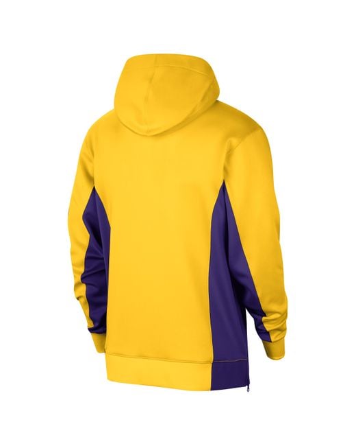 Nike Los Angeles Lakers Showtime Dri-fit Nba-hoodie Met Rits Over De Hele Lengte in het Yellow voor heren