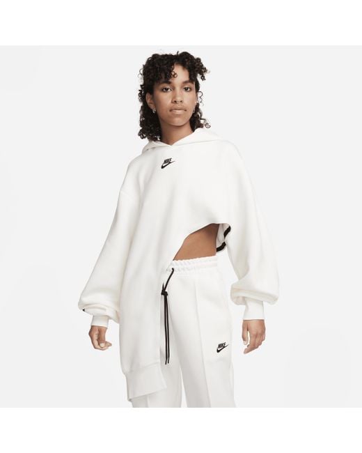 Nike Sportswear Tech Fleece Oversized Asymmetrical Hoodie in White | Lyst