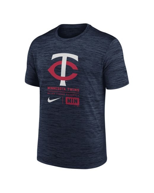 Nike Blue Minnesota Twins Large Logo Velocity Mlb T-shirt for men